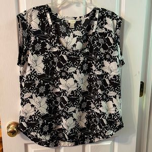 J Crew Black and White Floral Top